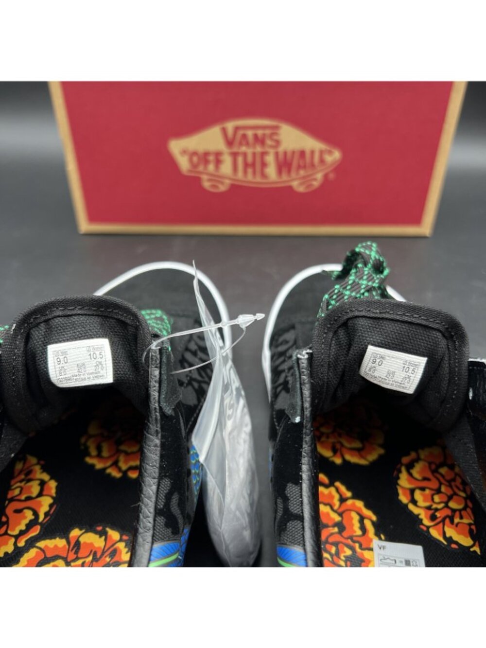 Vans Old Skool Dia de los Muertos Hummingbird Skate Shoe M9 W10.5 Black Blue NEW - Picture 12 of 16